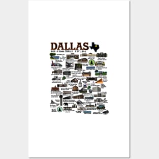 Dallas Texas Map Posters and Art